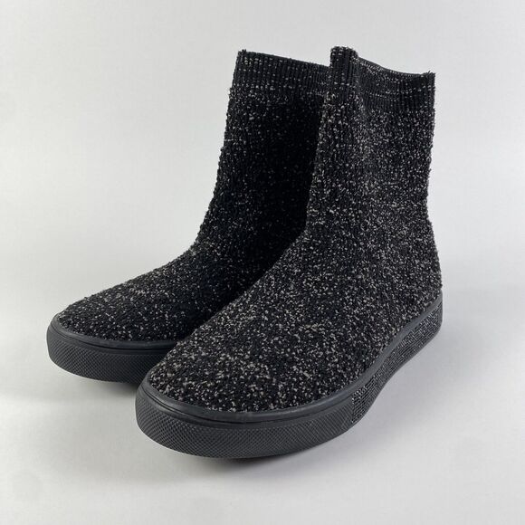 Bernie Mev. New York Chenille Boots Black Sparkle Soles Women Size 6.5 Pre-Owned - Picture 5 of 11